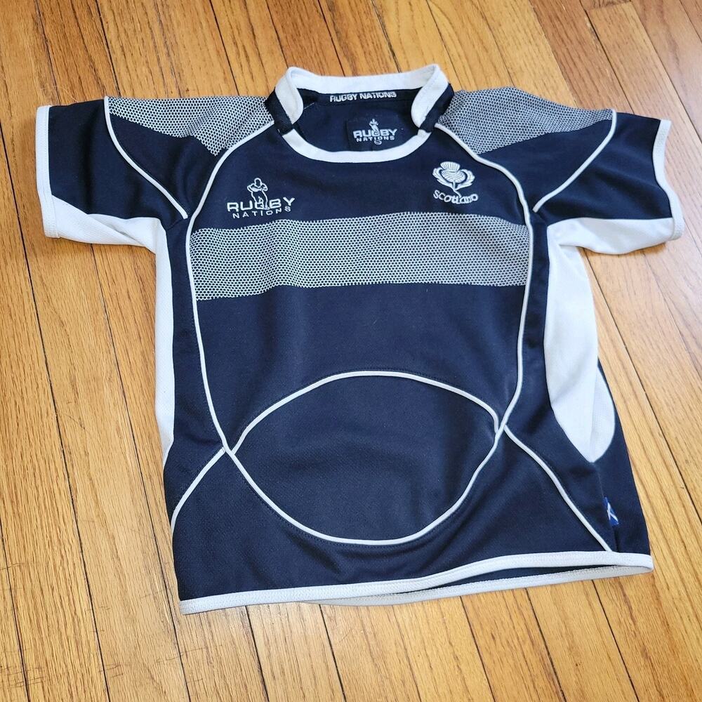Rugby Nations Jersey Size 28 Navy Blue White Scotland Shirt Short Sleeve 28